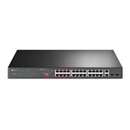 TP-LINK - 24-port 10/100Mbps + 2-port Gigabit unmanaged PoE+ switch designed for IP surveillance and small business networks