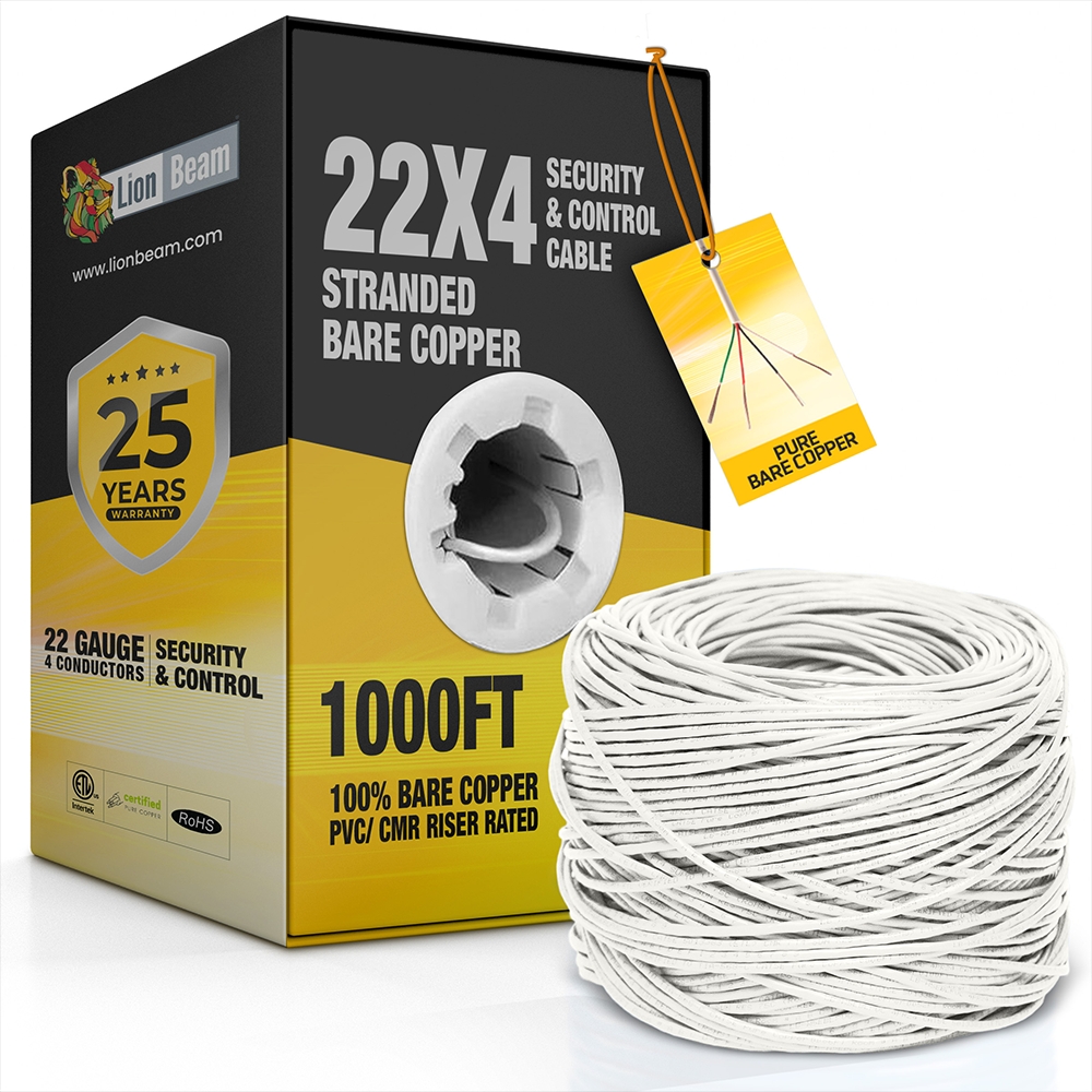 Lionbeam-Cable 22/4 STR CMR White Pull Box 1000FT
