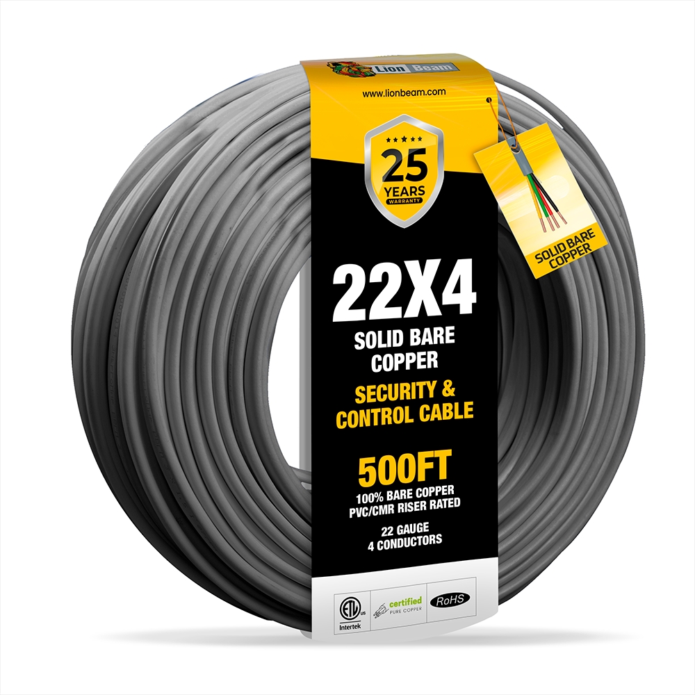 Lionbeam-Cable 22/4 SOL CMR Gray 500FT Coil Pack