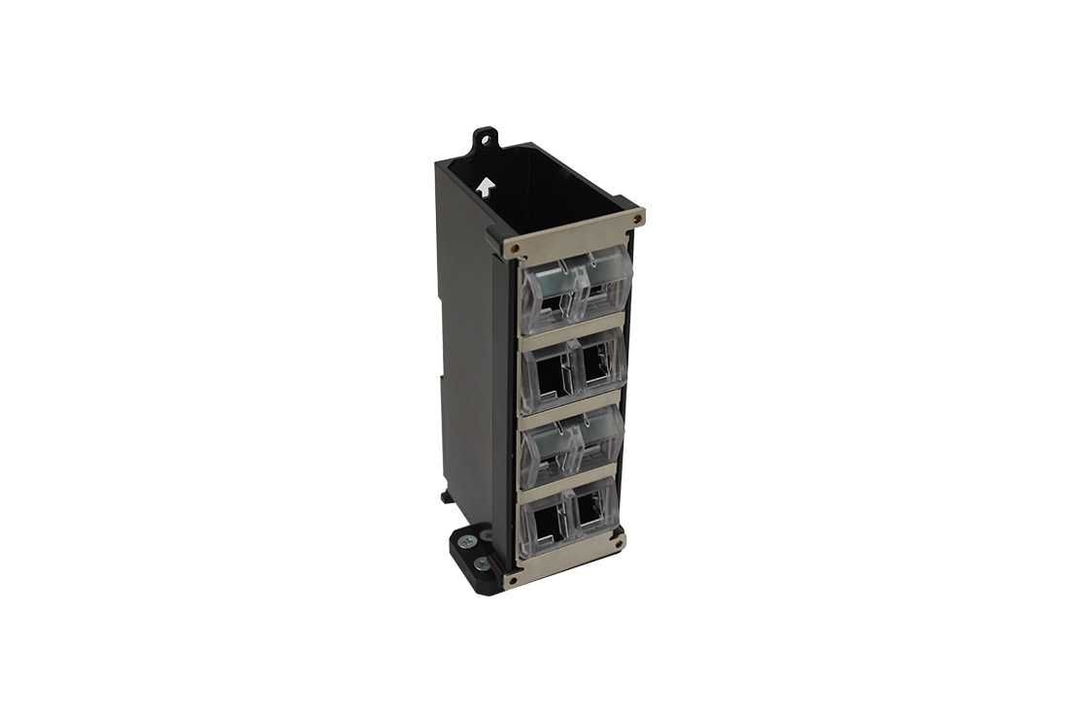 Vertical Cable - DIN-Rail Keystone Module Box, 35-mm, 8-position, Grounding, Swingable.
