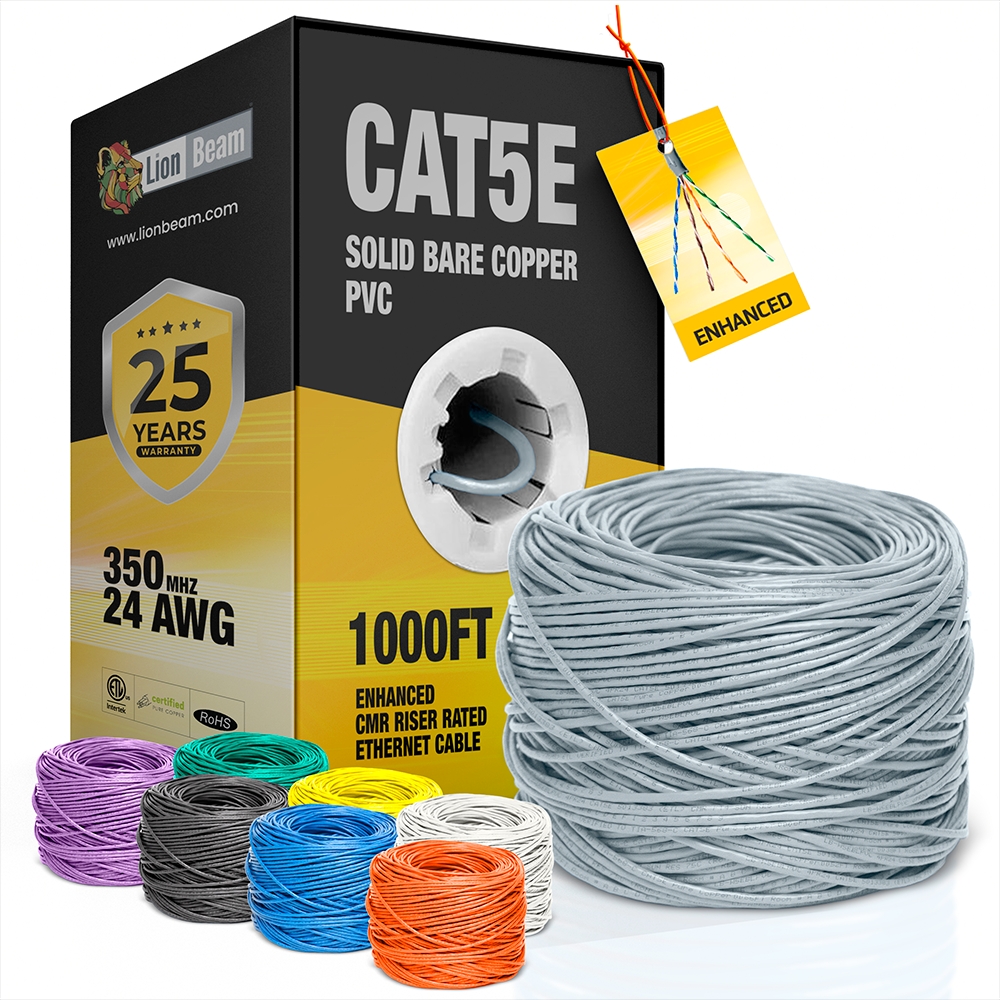 LIONBEAM - Cable Cat 5e CMR Gray 1000' Pull Box
