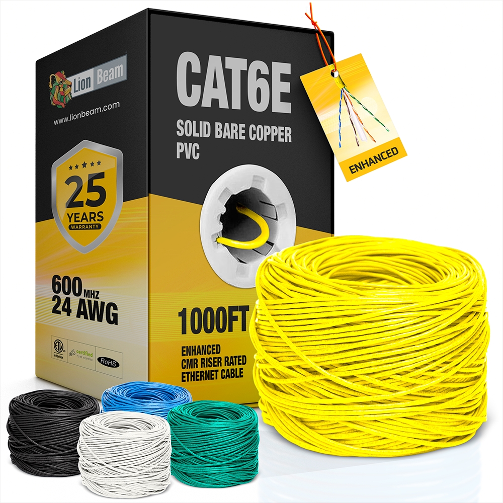 LIONBEAM - Cable Cat 6 CMR Yellow 1000' Pull Box