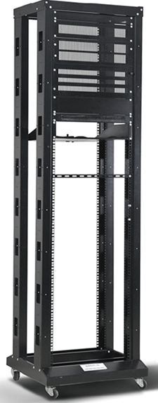 LIONBEAM - 4 Post Cable Management Rack With Casters 23.5"D 47U Cage Nut 7FT