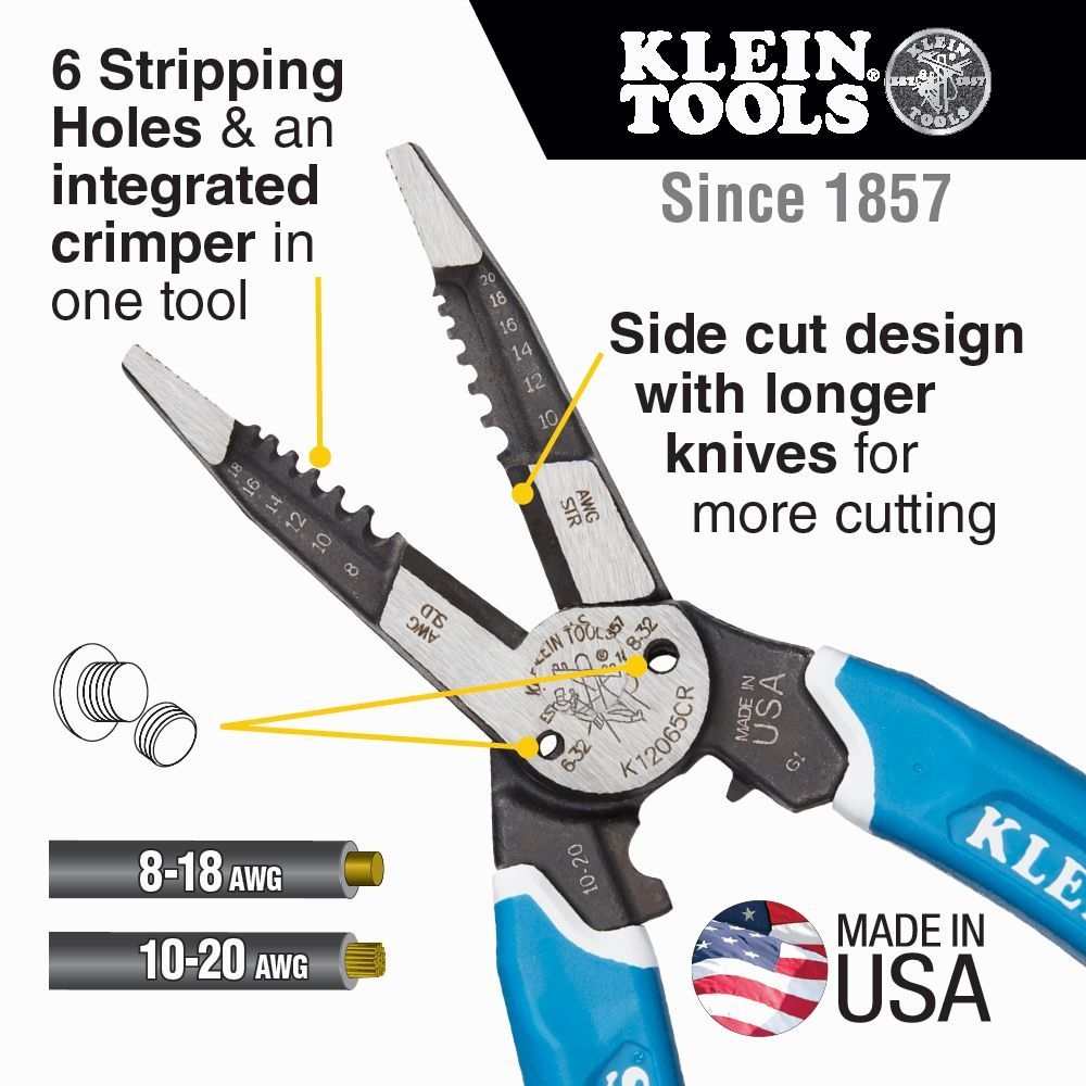 Klein Tools - Wire Stripper,Cutter,Crimper Multi Tool, 8/20 AWG HeavyDuty