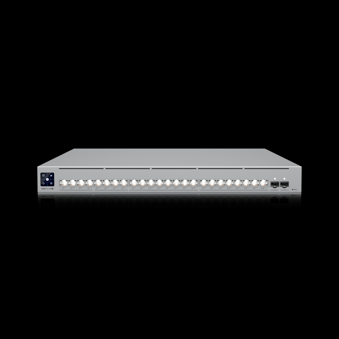 Ubiquiti - Professional-grade, 24-port Layer 3 EtherlightingT PoE+++ switch with (16) 10 GbE, (8) 2.5 GbE, and (2) 25G SFP28 ports.