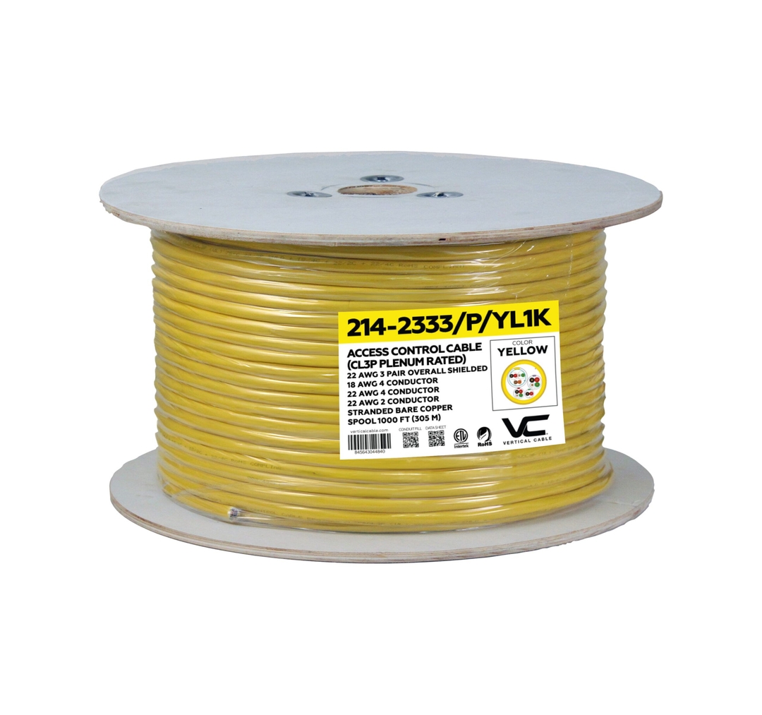 VERTICAL Cable - Access Control 1000' Yellow Reel CMP