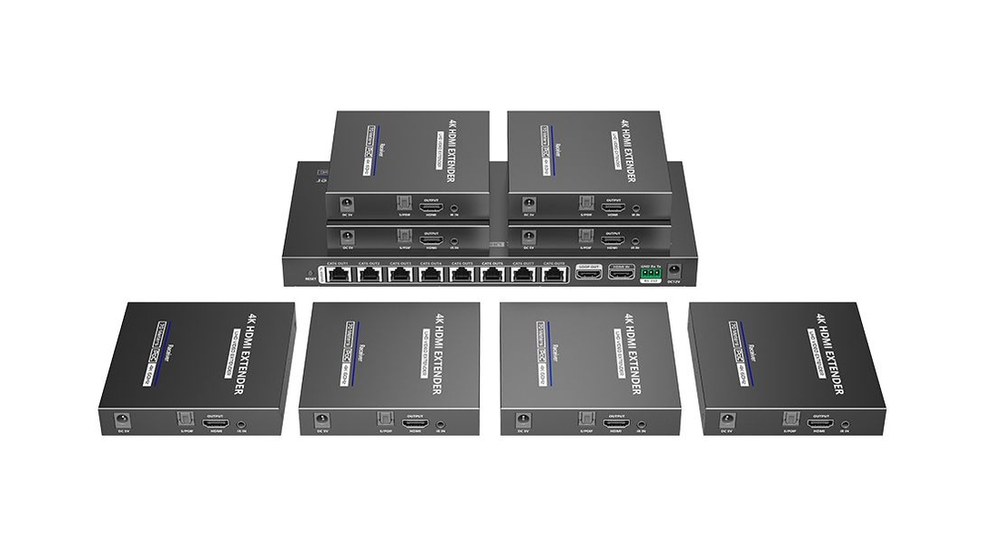 LIONBEAM - HDMI Extender 1X8 Cat 6 229 FT IR PoC Loop Out EDID