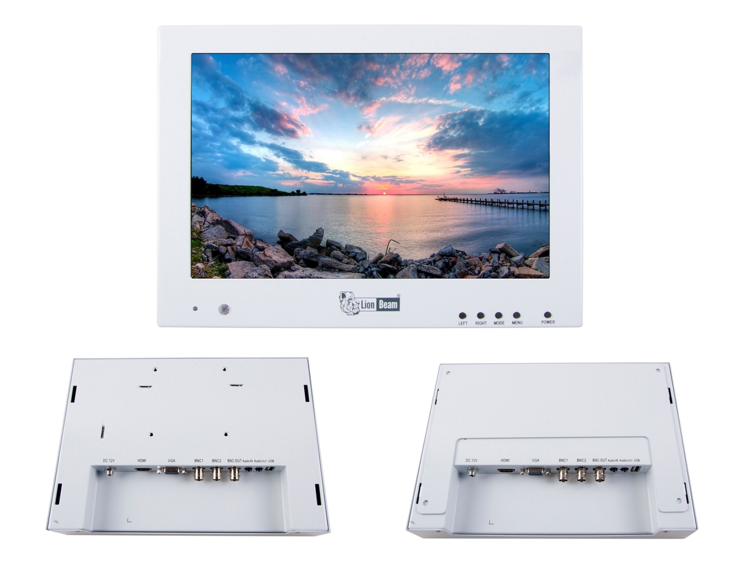 LIONBEAM - Monitor 10" LED Surface White HDMI,VGA,BNC W/Remote Control