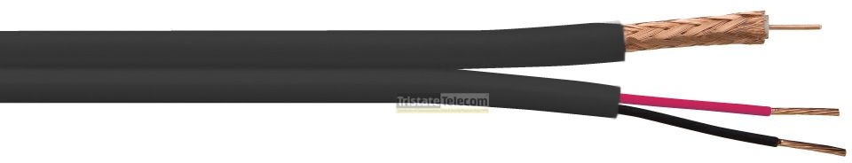 TRISTATE - Cable RG59 W/18/2 PVC 500' RIB Black
