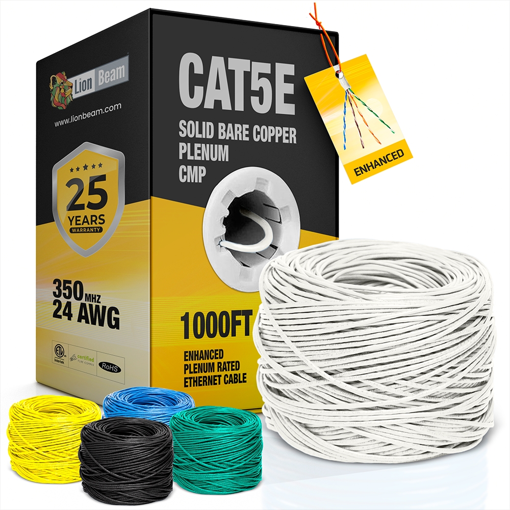 LIONBEAM - Cable Cat 5e CMP White 1000' Pull Box