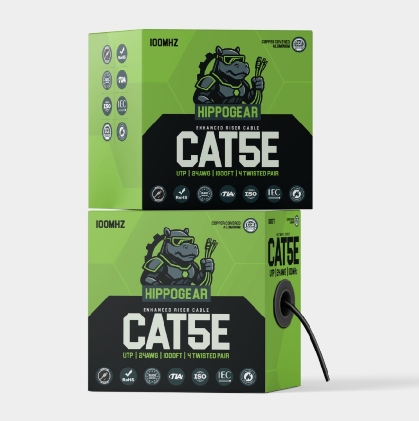 HIPPOGEAR - Cat5e CCA 24AWG Blue 1000' Pull Box