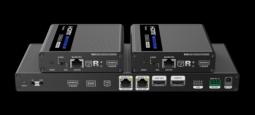 LIONBEAM - HDMI Extender 1X2 4K Cat 6 229FT IR Looping EDID Kit