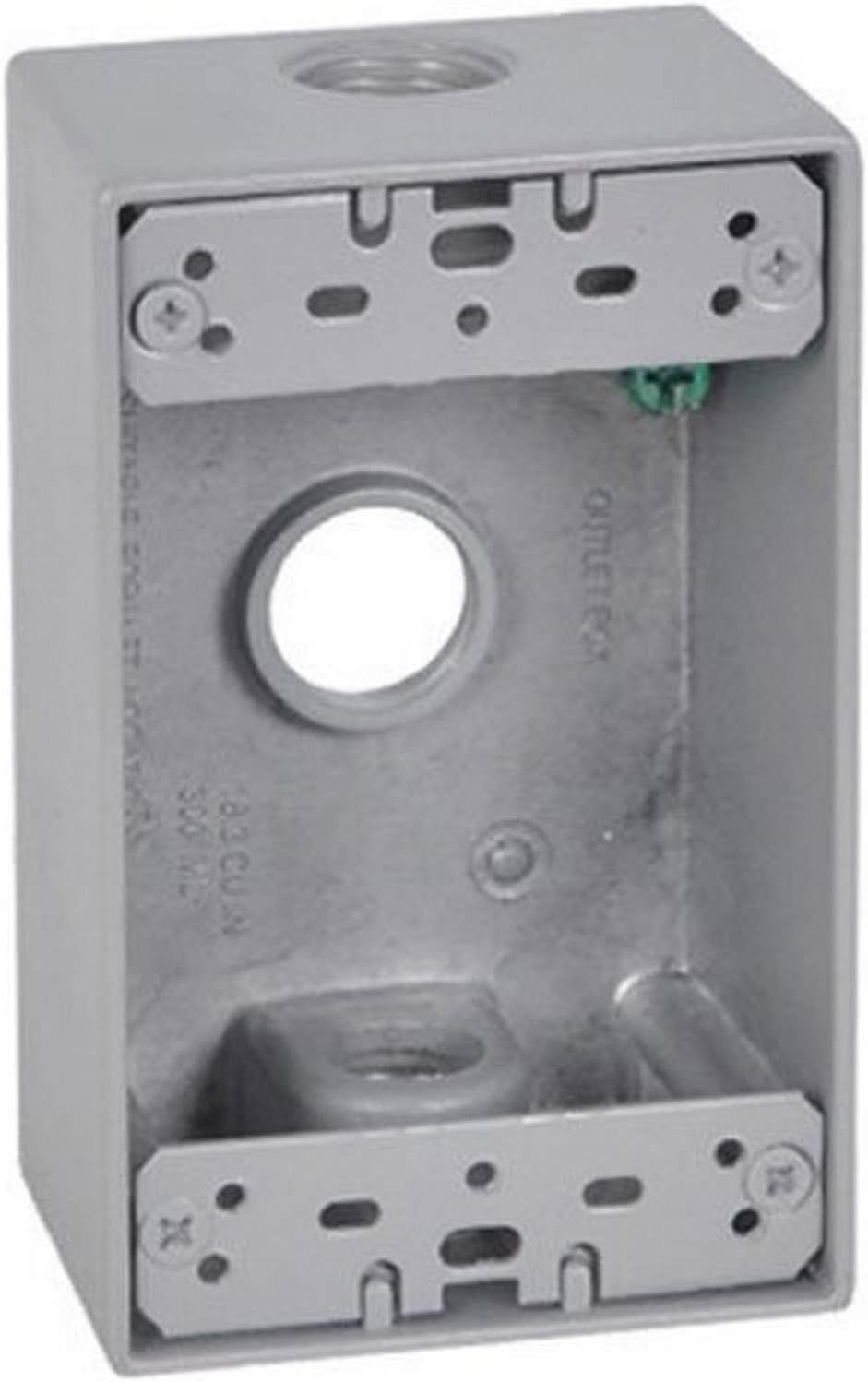 AMMO- Weatherproof 1 Gang Box 3 1/2" Holes GY