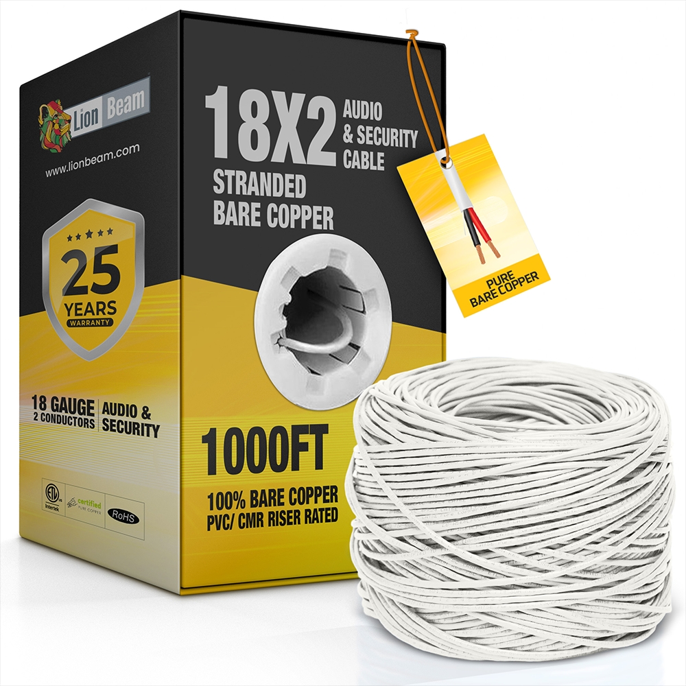 Lionbeam-Cable 18/2 STR CMR White Pull Box 1000FT