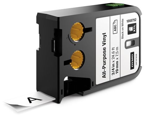 DYMO - Dymo XTL Label 3/4" Black on White Vinyl