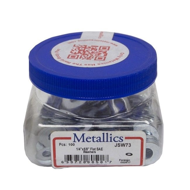 METALLICS - Flat Washer 1/4" 100 Pcs