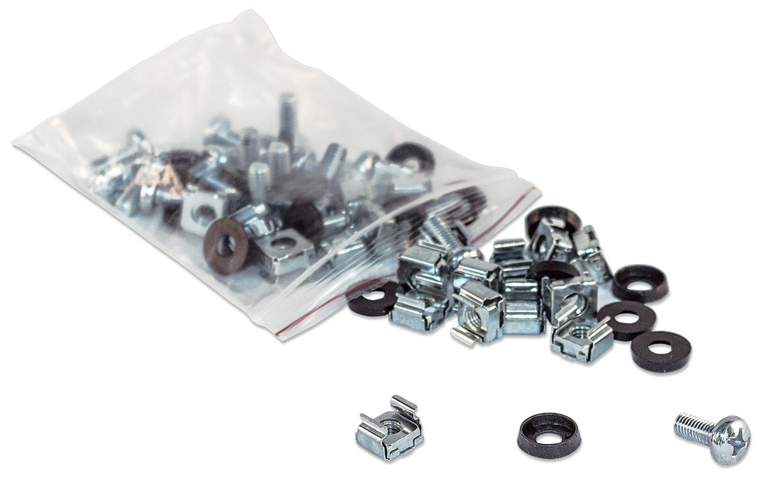 INTELLINET - CAGE NUTS,SCREWS M6 & Washers 100 PACK