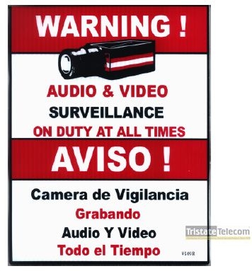 ELYSSA - Sign 24 HOUR VIDEO SURVEILLANCE 12"x15"
