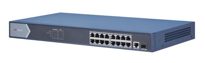 HIKVISION - Switch 16 Port Gigabit PoE, 1 Uplink,1 SFP 230W L2 Unmanaged