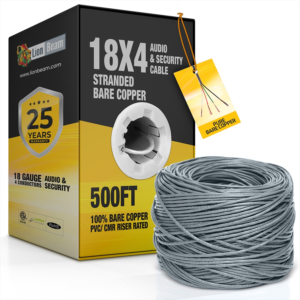 Lionbeam-Cable 18/4 STR CMR Gray Pull Box 1000FT