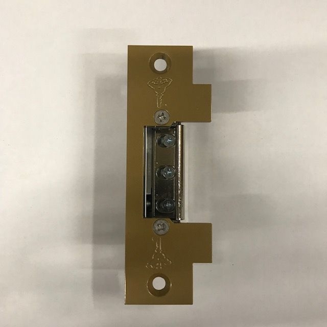 Mul-T-Lock / eFFeFF - Electric Door Release 8-16VAC Gold Wood Door Center Strike (ELS-17.610-74G90R11)