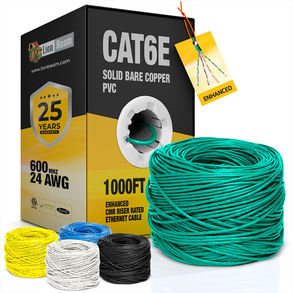LIONBEAM - Cable Cat 6 CMR Green 1000' Pull Box