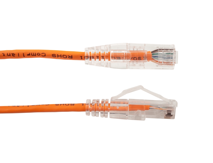 Vertical Cable - Patch Cord CAT 6A Slim Boot 3' Orange