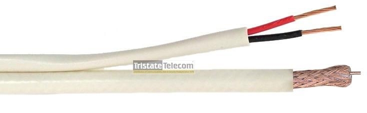 TRISTATE - Cable RG59 W/18/2 PVC 500' RIB White