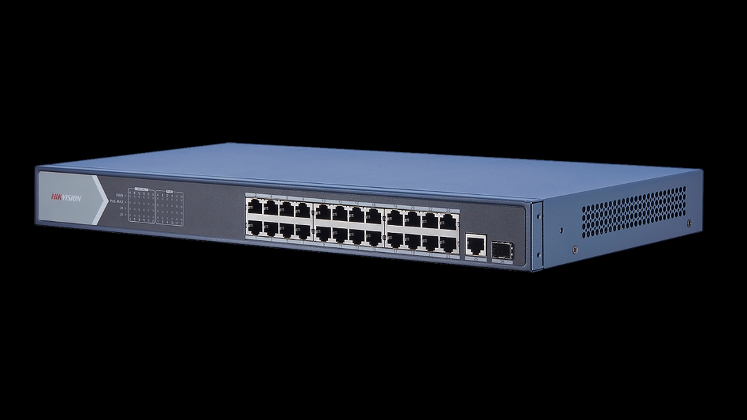 HIKVISION - Switch 24 Port Gigabit PoE, 1 Uplink,1 SFP 370W L2 Unmanaged