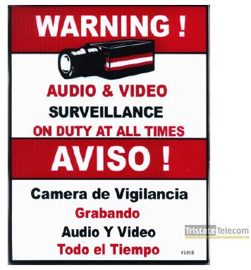 TRISTATE - Sign 24 HR VIDEO SURVEILLANCE 3" x 3"