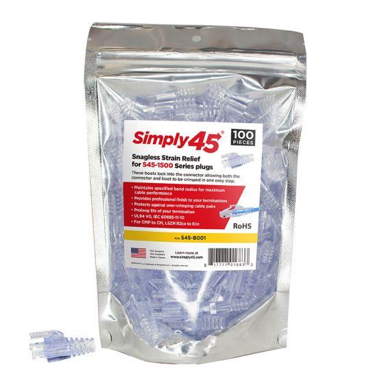 SIMPLY 45 | Integrated Strain Reliefs for Simply45 Unshielded Pass Through & Standard RJ45 - Cat5e 100PCS