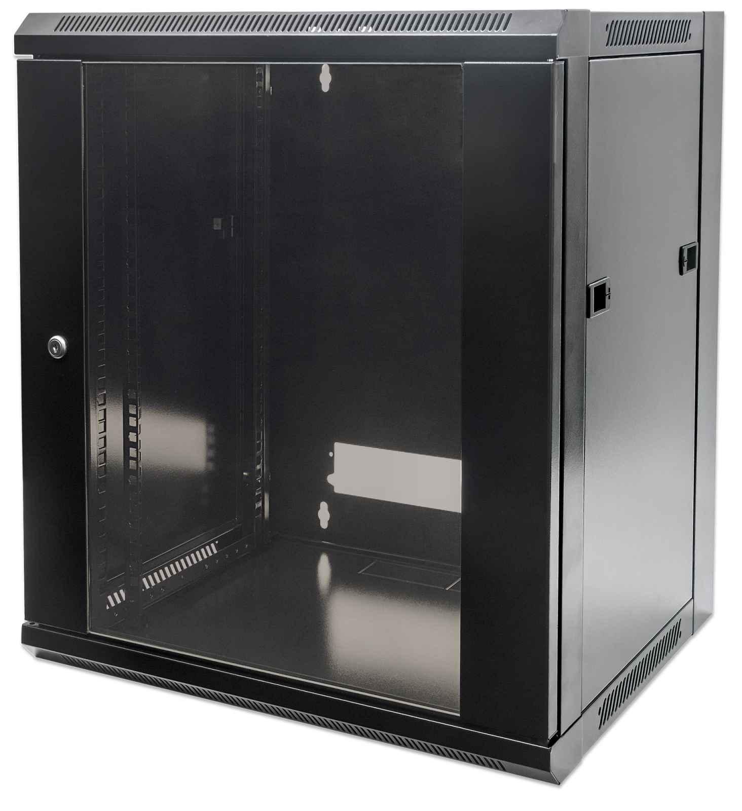 INTELLINET | Wall Mount Cabinet 9U 17.7"D Flatpack Black