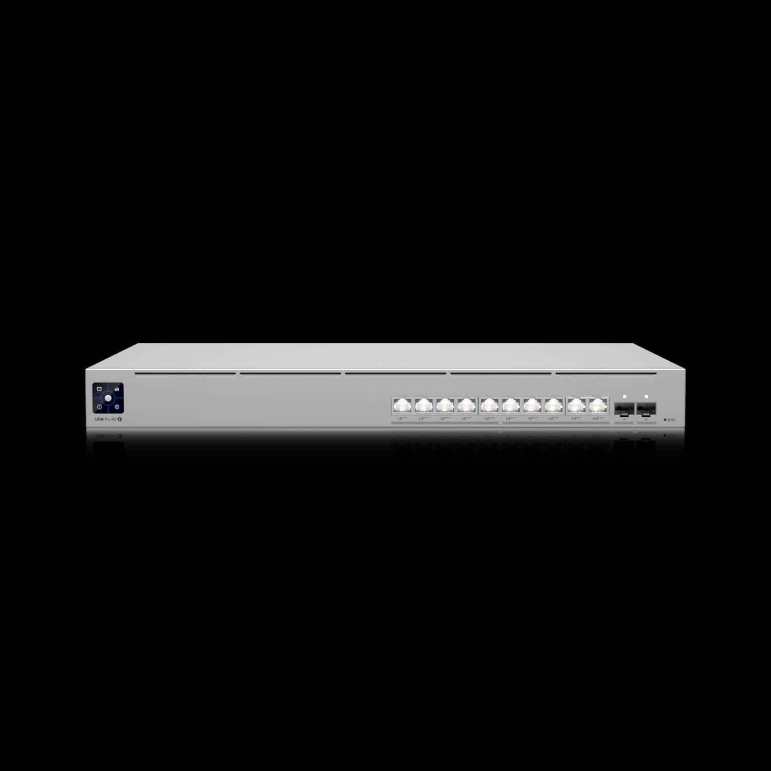 Ubiquiti - 1U, professional-grade 10-port, Layer 3 EtherlightingT PoE+++ switch with (10) 10 GbE and (2) 10G SFP+ ports.