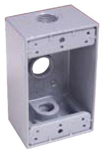 TOPAZ - Weatherproof 1 Gang Box 3 1/2" Holes GY