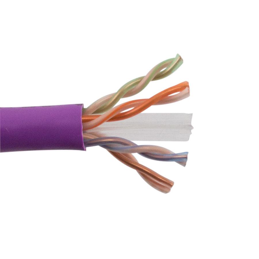 SCP - CAT6 PLENUM- ENHANCED 550 MHz 23AWG SOLID BC 4PR, UTP, ANSI/TIA 568.2-D, ISO/IEC 11801 CLASS E, UL CMP FT6, JKT- PURPLE- 1000FT/305M REEL IN BOX