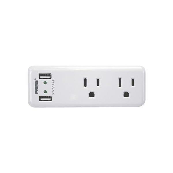 Prime Wire & CAble - POWER STRIP 2 OUTLET/2 USB Plugin