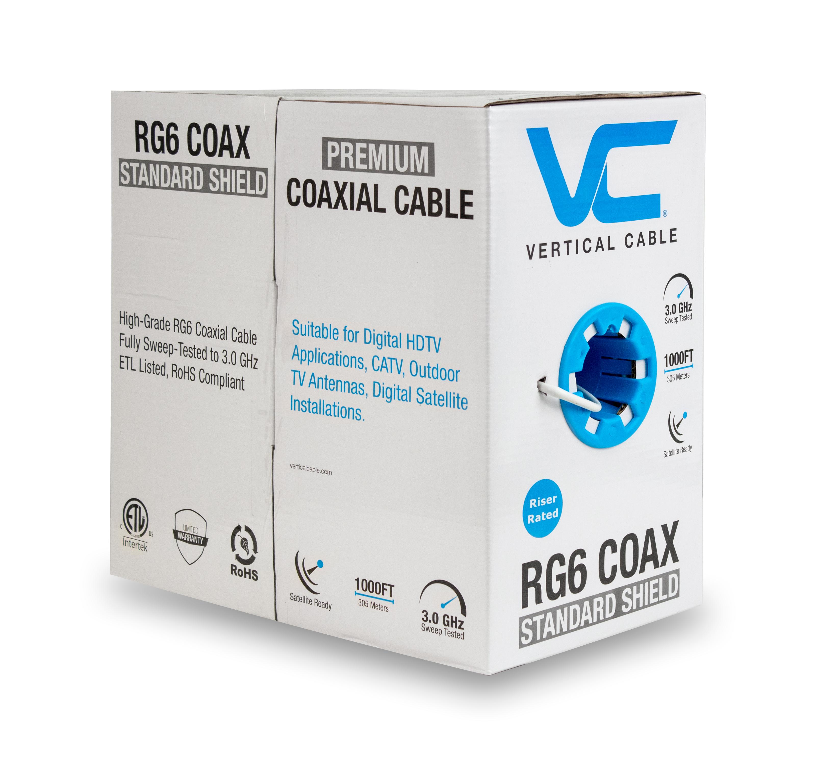 Vertical Cable - Cable RG6 60% 1000 ' Pull Box White