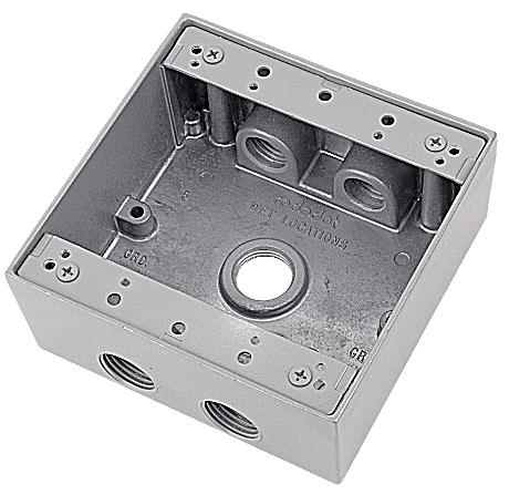 RD - Weatherproof 2 Gang Box 5 1/2" Holes GY