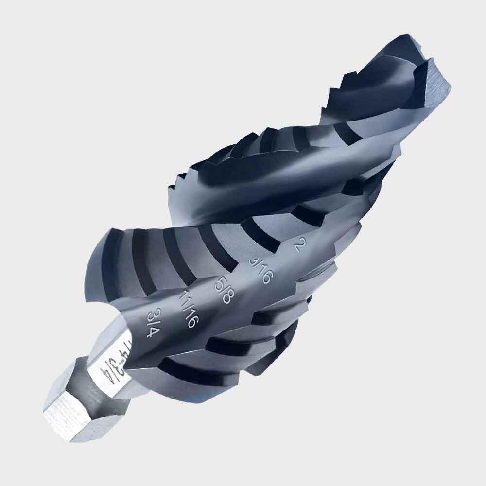 ITM - 13 STEP CO-TiAlN 1/8" TO 1/2" (X-FLUTE)4 SPIRAL FLUTES (1/4" HEX SHANK)