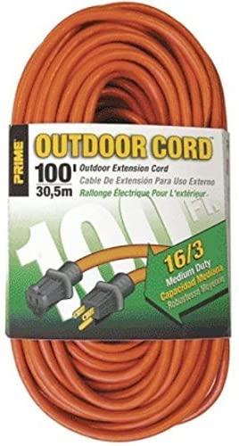 Prime Wire & CAble - Extension Cord 100 Ft Outdoor Orange 16/3AWG