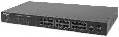 INTELLINET | Switch 24 Port Gigabit PoE 370W 4 Rj45 uplink 4 SFP