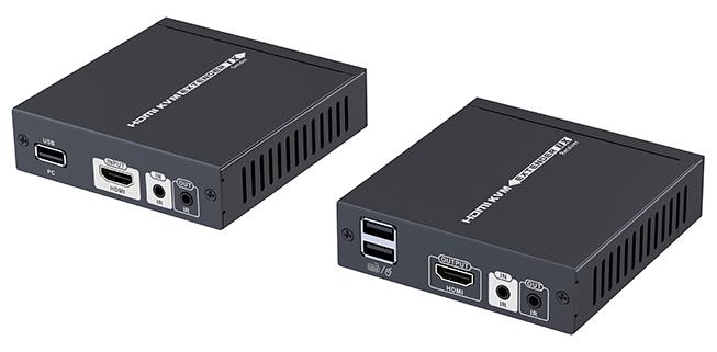 LIONBEAM - HDMI Extender KVM/USB Over C5/6 229FT KVM 4K only needs 12V power either transmitter or receiver