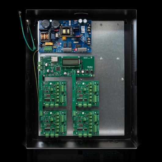 Hartmann Controls | 8 Door Rack Mount Kit with 4 TDM's mounted in Altronix Trove1R Rack enclosure, includes eFlow6NB 6Amp power supply.