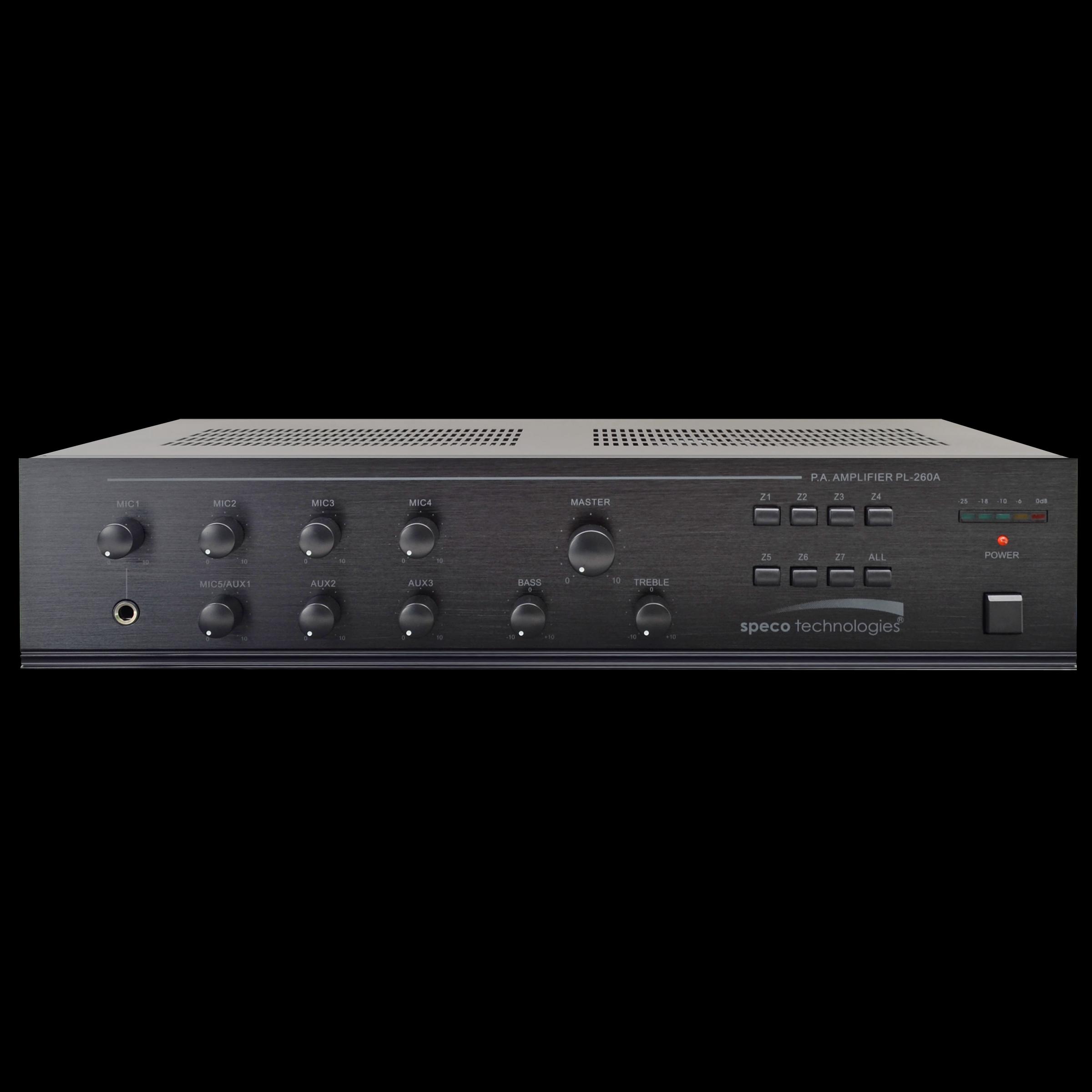 Speco - Amplifier/Mixer 260W 7 zone
