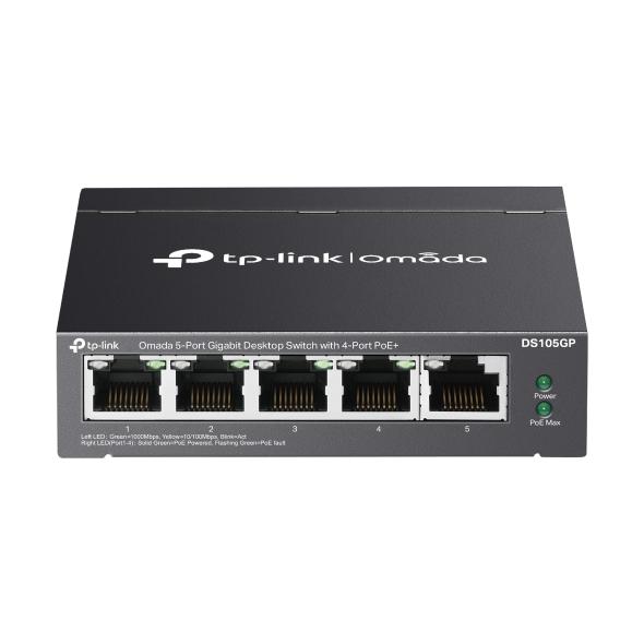 TP-LINK - Switch 5 Port Gigabit 4 PoE+ 65W Omada Up to 820ft data and power transmitting range under Extend Mode**