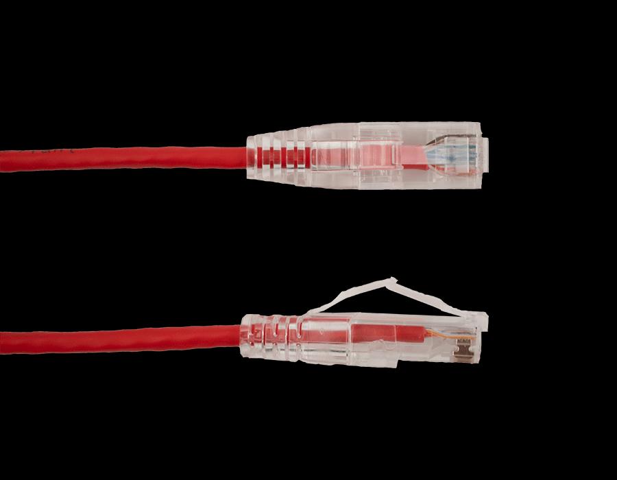 Vertical Cable - Patch Cord CAT 6A Slim Boot 0.5' Red