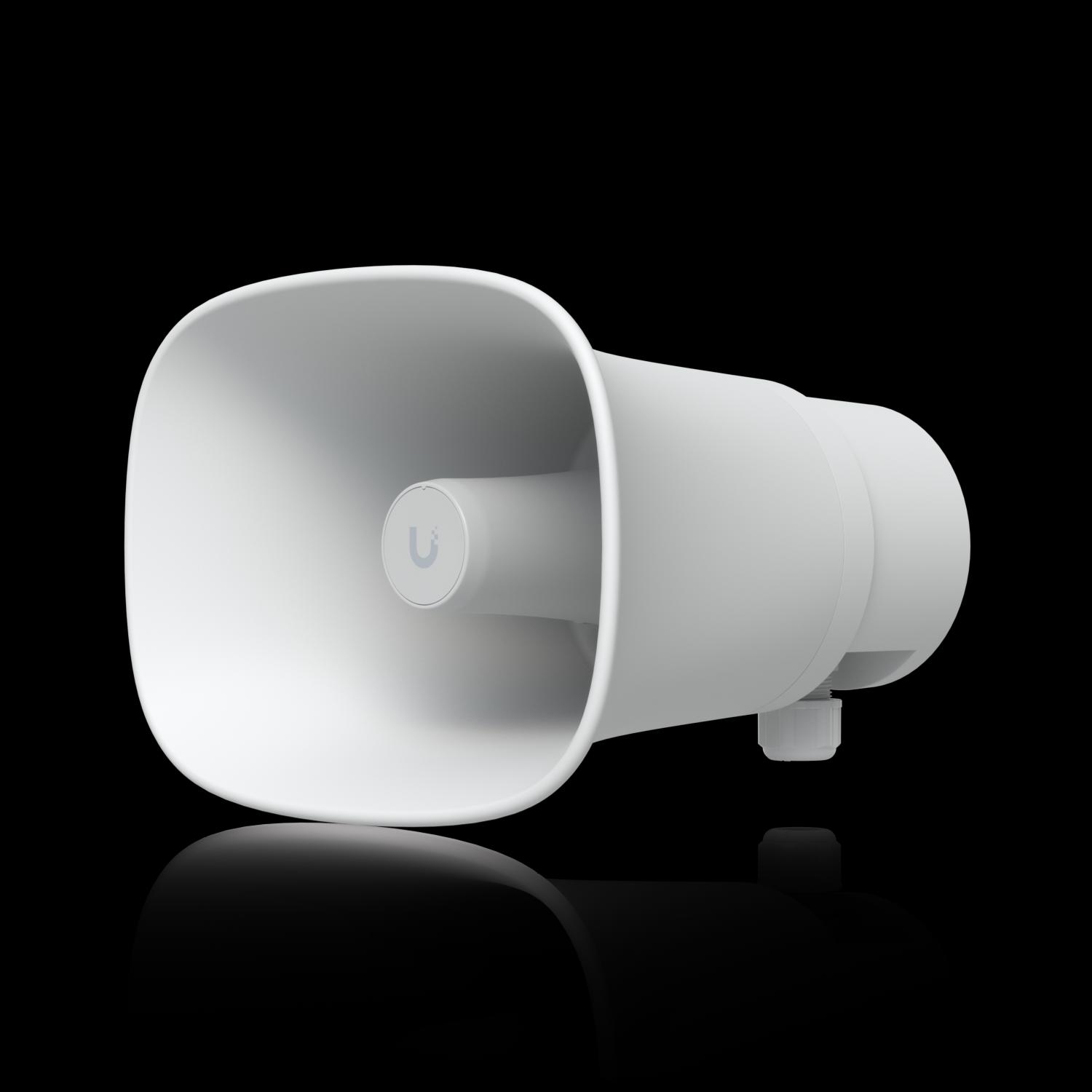 Ubiquiti | All-weather PoE 120 dB horn speaker with advanced AI alert functionality and versatile wall, corner, and pole mounting options.