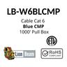 LIONBEAM - Cable Cat 6 CMP Blue 1000' Pull Box