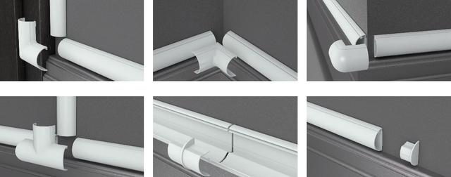 D-Line - Multipak For 1.18"X0.59" White 10pcs 1x Flat Bends 2x Internal Bends 2x External Bends 1x Equal Tees 2x Couplers 2x End caps Cap