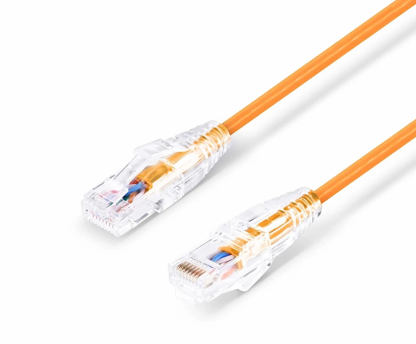 LIONBEAM - Slim Patch Cord CAT6A 0.5FT Orange 10 Pack